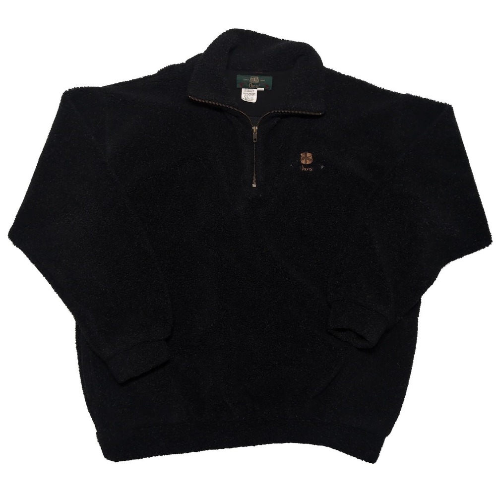 ORVIS Fleece Pullover Mens Large Black Vintage Made in USA Sherpa 1/4 Zip